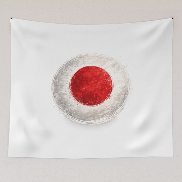 Item preview, Japan Flag Circle Sticker | Minimal Brush Style Japanese Flag designed and sold by RelateAndTee.