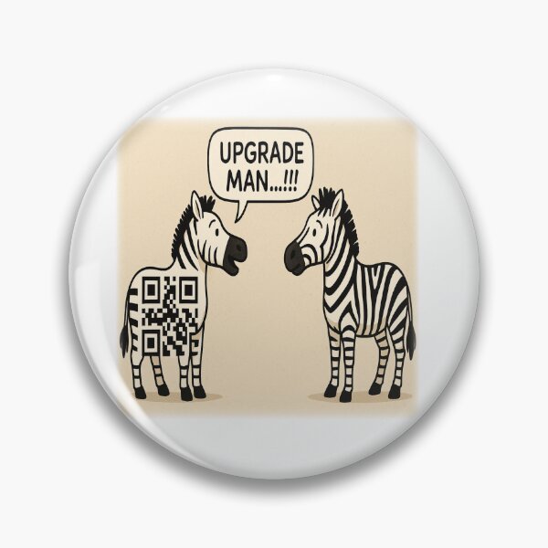 Item preview, Upgrade Man – Funny Zebra QR Code Cartoon | Modern Humor Illustration designed and sold by YogaCreations.