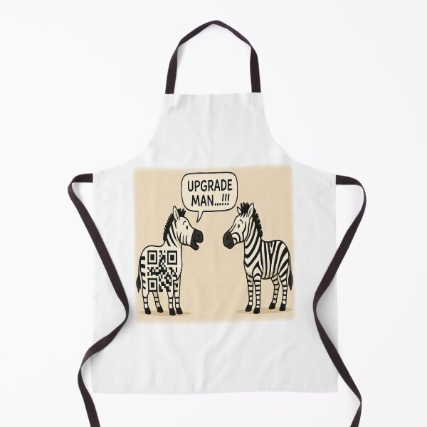 Item preview, Upgrade Man – Funny Zebra QR Code Cartoon | Modern Humor Illustration designed and sold by YogaCreations.