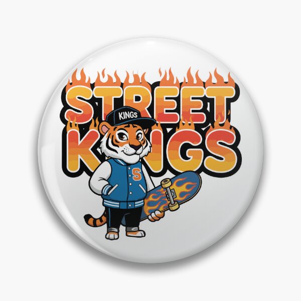 Item preview, Cool Skater Tiger "Street Kings" T-Shirt Design with Flames, Varsity Jacket, and Skateboard Vector designed and sold by Lens Light Visuals.