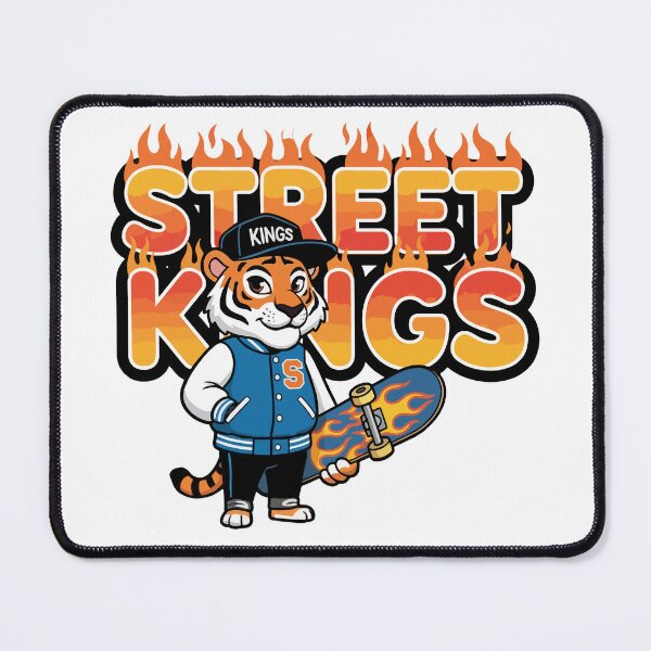 Item preview, Cool Skater Tiger "Street Kings" T-Shirt Design with Flames, Varsity Jacket, and Skateboard Vector designed and sold by Lens Light Visuals.