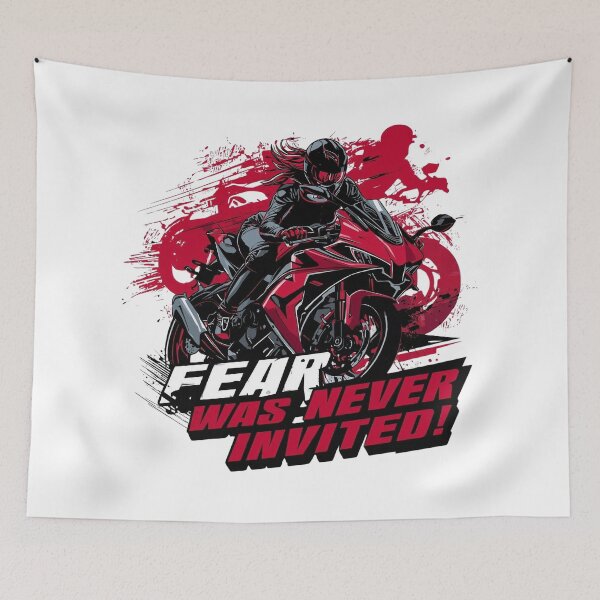 Item preview, Fear Was Never Invited – Fearless Female Biker Motorcycle T-Shirt designed and sold by RMTrendy.