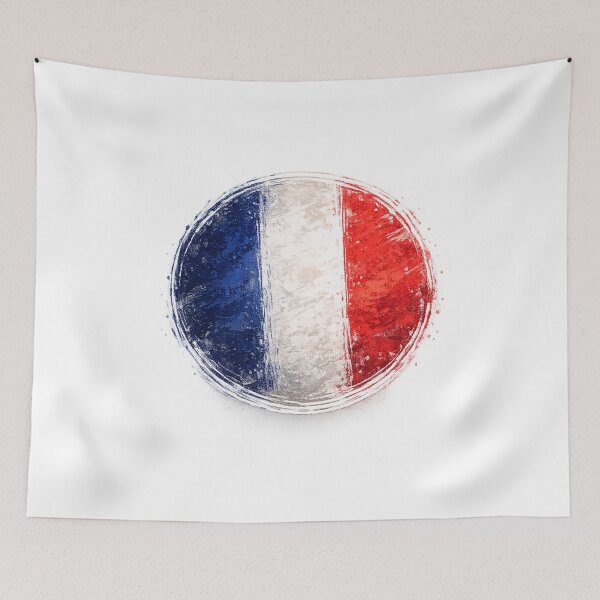 Item preview, France Flag Circle Sticker | French Tricolor Grunge Style designed and sold by RelateAndTee.