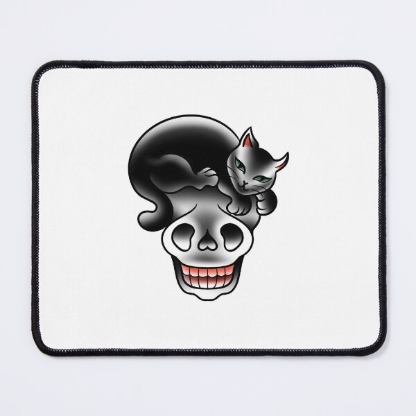 Item preview, Cat skull tattoo designed and sold by Lisko.ink.