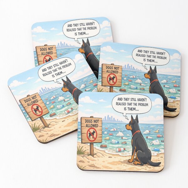 Item preview, The Problem Is Us – Environmental Awareness Dog Illustration Art designed and sold by YogaCreations.