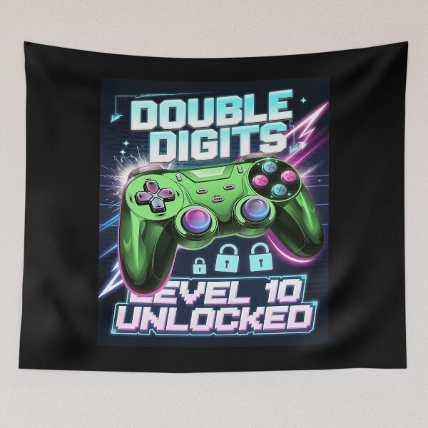 Item preview, Double Digits Level 10 Unlocked Video Game 10th Birthday Boy designed and sold by angolinnArt.