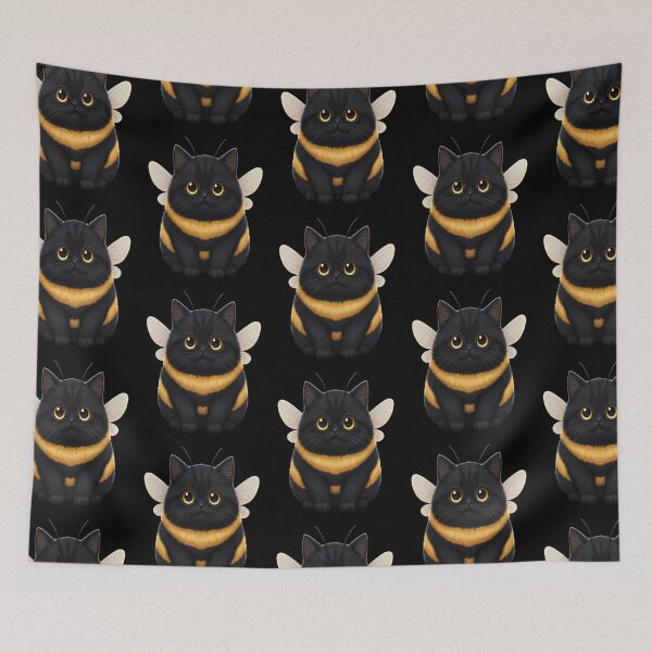 Item preview, Bee Cat Costume Cute Funny Bumblebee Kitty Illustration Meme designed and sold by FreeArt2.