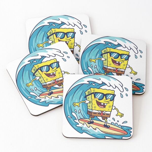 Item preview,  cute sponge bob in sunglasses, water surfing, gamer stickers and t shirts designed and sold by nicnacc.