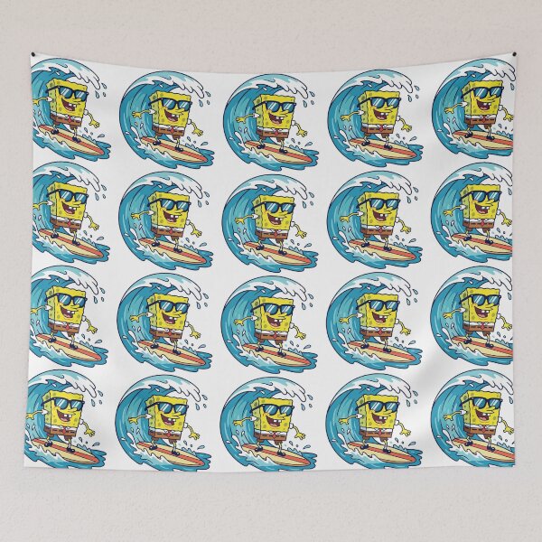 Item preview,  cute sponge bob in sunglasses, water surfing, gamer stickers and t shirts designed and sold by nicnacc.