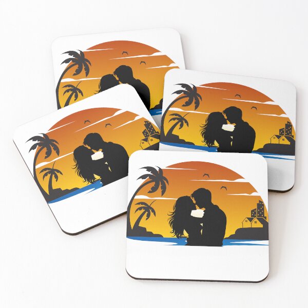 Item preview, Romantic Sunset Couple Silhouette Beach Art – Valentine Day designed and sold by Imad Art ⭐⭐⭐⭐⭐.