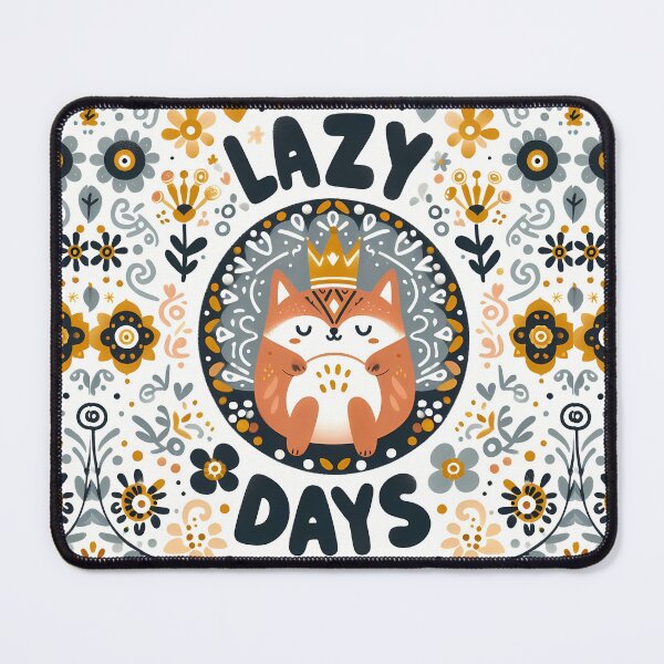 Item preview, LAZY DAYS – Crowned Sleepy Cat in Folk Circle – Scandinavian Folk Art by heidiannemorris © designed and sold by FOLK ART FUSION by heidiannemorris.