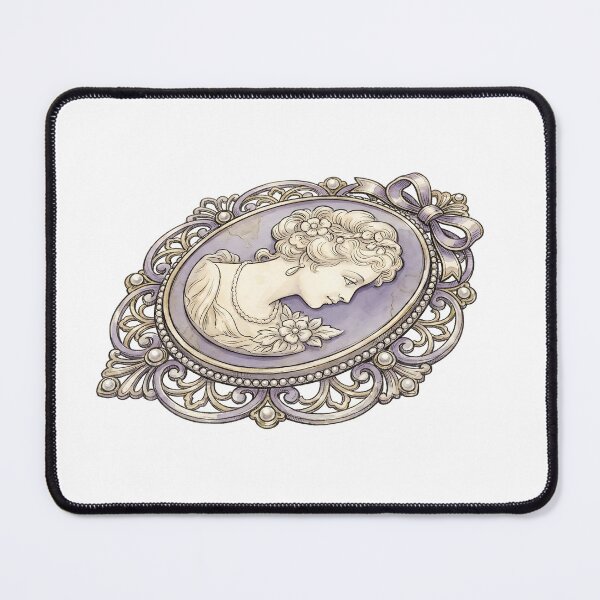 Item preview, Vintage Cameo Brooch Lavender & Ivory Illustration designed and sold by Strip to Stick.