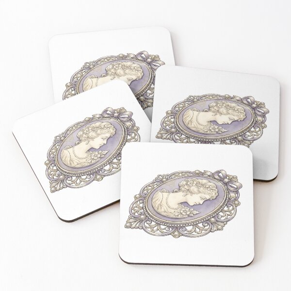 Item preview, Vintage Cameo Brooch Lavender & Ivory Illustration designed and sold by Strip to Stick.
