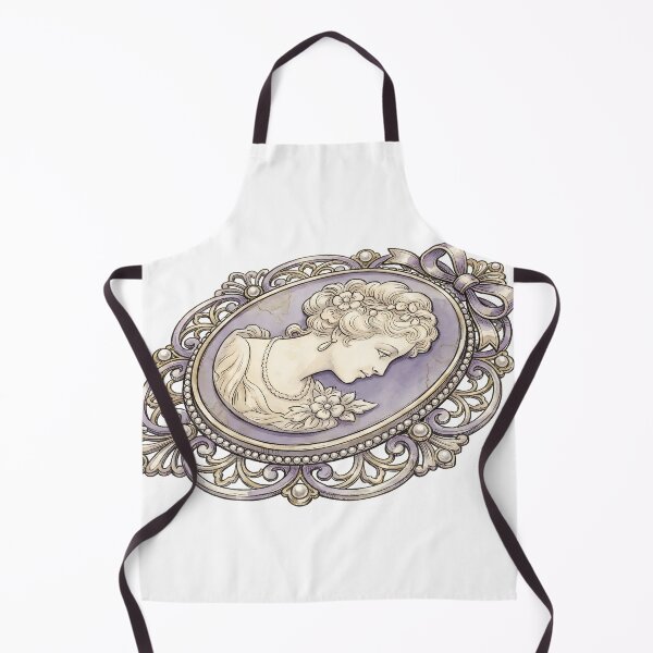 Item preview, Vintage Cameo Brooch Lavender & Ivory Illustration designed and sold by Strip to Stick.