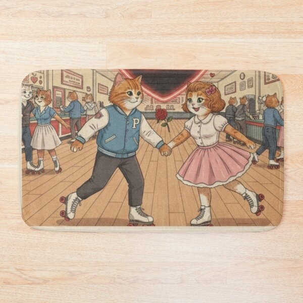 Item preview, Be My Skate-Mate: Retro Roller Rink Cat Valentine designed and sold by Art's Diner.