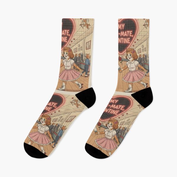 Item preview, Be My Skate-Mate: Retro Roller Rink Cat Valentine designed and sold by Art's Diner.