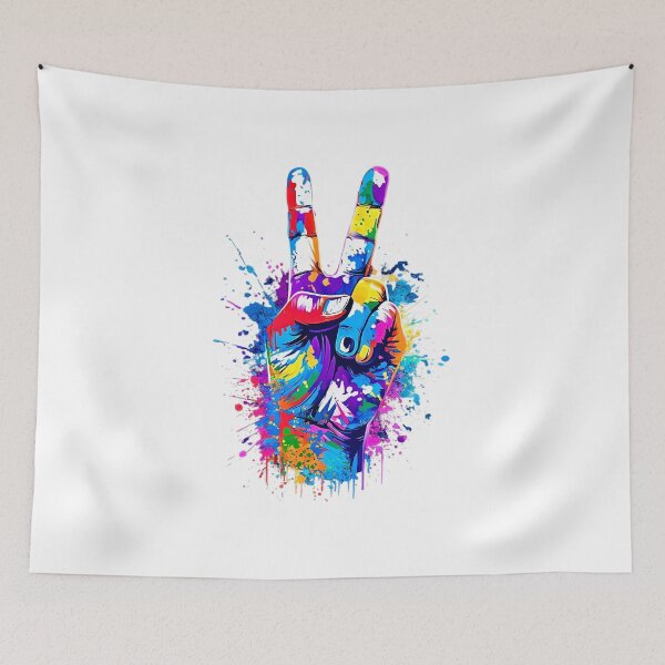 Item preview, Colorful Peace Sign Hand | Vibrant Paint Splash Art designed and sold by Kruti Collection.