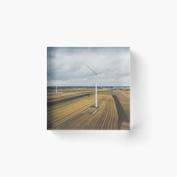 Item preview, Aerial view of two windmills against cloudy sky designed and sold by Lukasz Szczepanski.