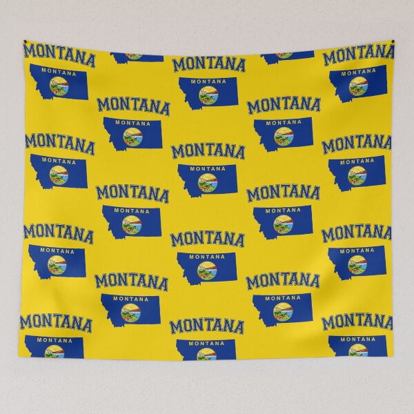 Item preview, Montana Pride - Classic State Map & Flag Varsity Style designed and sold by mashmosh.