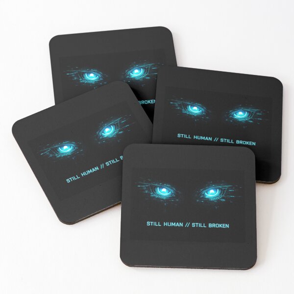 Item preview, Cyberpunk eyes, text: Still Human // Still Broken designed and sold by QuoteCanvas.TH.
