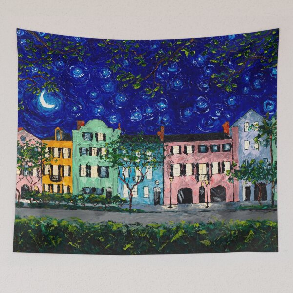 Item preview, Rainbow Row at Night designed and sold by fercaggiano.