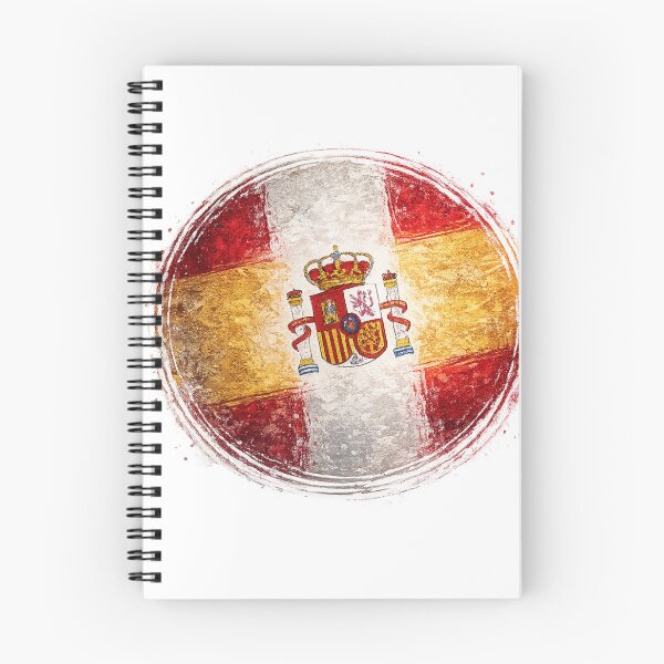 Artikelvorschau, Aufkleber mit kreisförmigem Pinselstrich-Motiv der spanischen Flagge | Grunge-Design der spanischen Flagge entworfen und verkauft von RelateAndTee.