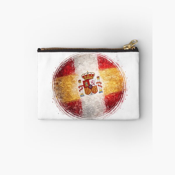 Item preview, Spain Flag Circular Brush Stroke Sticker | Grunge Spanish Flag Design designed and sold by RelateAndTee.