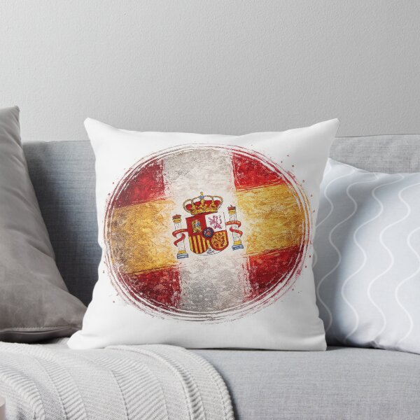 Item preview, Spain Flag Circular Brush Stroke Sticker | Grunge Spanish Flag Design designed and sold by RelateAndTee.