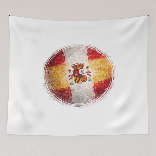 Item preview, Spain Flag Circular Brush Stroke Sticker | Grunge Spanish Flag Design designed and sold by RelateAndTee.