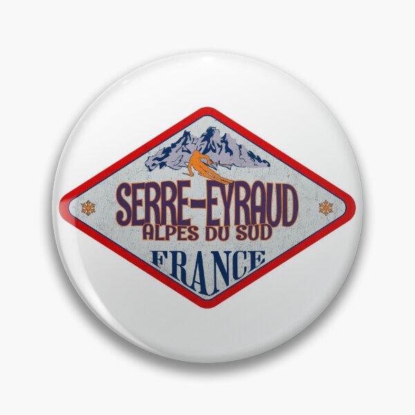 Item preview, Serre-Eyraud, Alpes du Sud, France, Vintage skiing badge design designed and sold by Wanderful-roads.