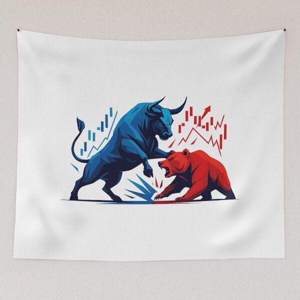 Item preview, Bull versus Bear Wall Street Stock Market Battle Stocks designed and sold by Pineapple-Tree.