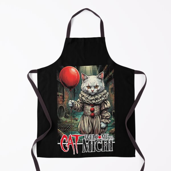 Item preview, "White Cat Dressed as a Horror Clown with a Red Balloon designed and sold by Mistermike248.