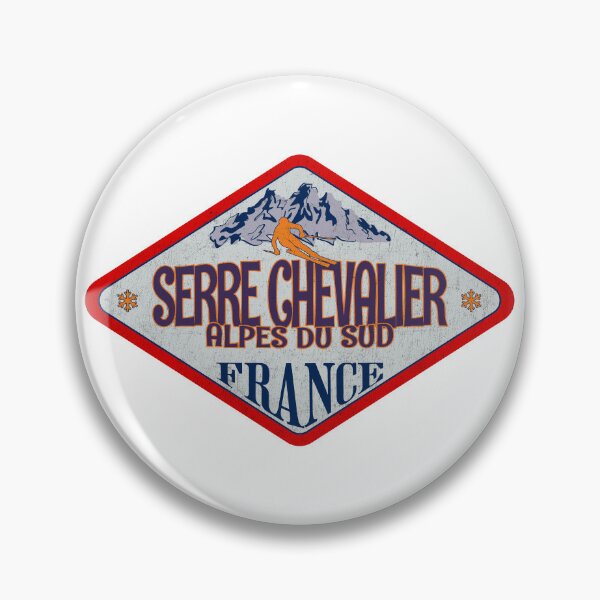 Item preview, Serre Chevalier, Alpes du Sud, France, Vintage skiing badge design designed and sold by Wanderful-roads.