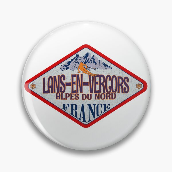 Item preview, Lans-en-Vercors, Alpes du Nord, France, Vintage skiing badge design designed and sold by Wanderful-roads.