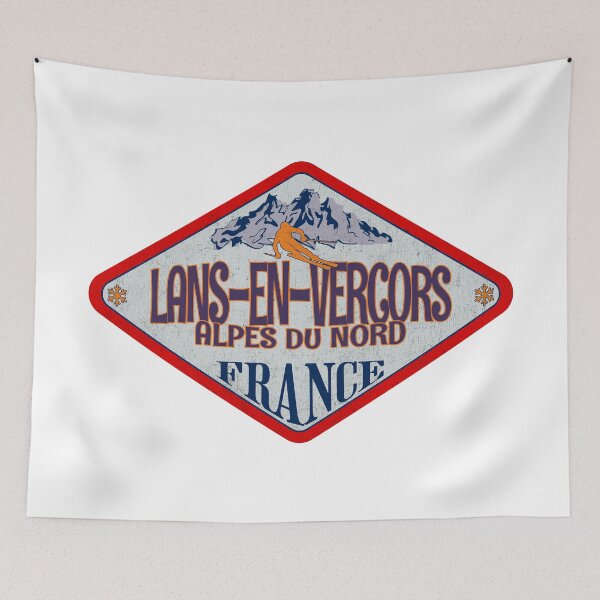 Item preview, Lans-en-Vercors, Alpes du Nord, France, Vintage skiing badge design designed and sold by Wanderful-roads.