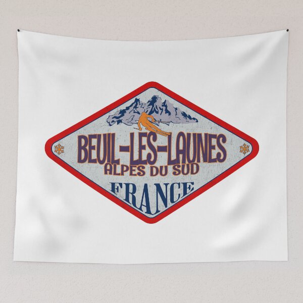 Item preview, Beuil-les-Launes, Alpes du Sud, France, Vintage skiing badge design designed and sold by Wanderful-roads.