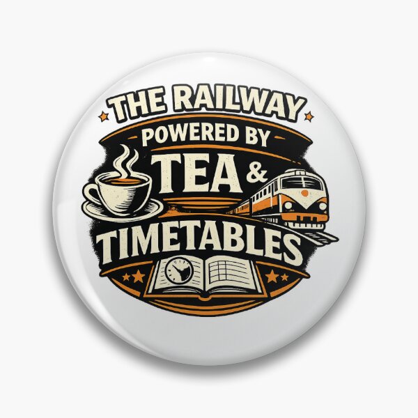 Item preview, The Railway Powered by Tea & Timetables – Funny Train Lover UK Railway Design designed and sold by GarnerSupplyCo.