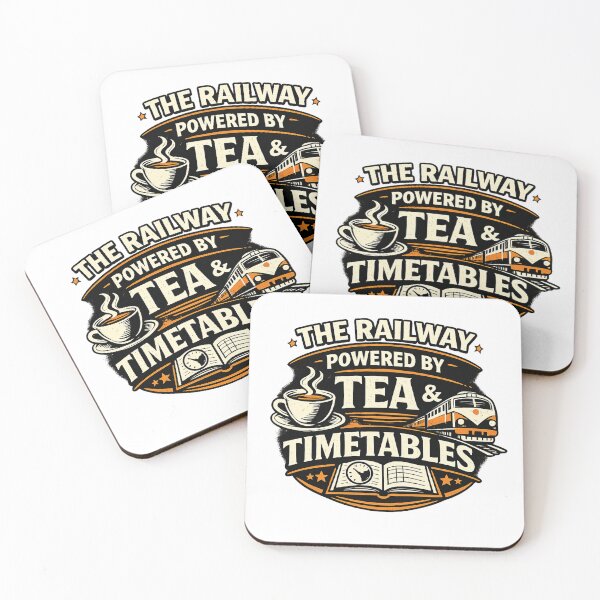 Item preview, The Railway Powered by Tea & Timetables – Funny Train Lover UK Railway Design designed and sold by GarnerSupplyCo.