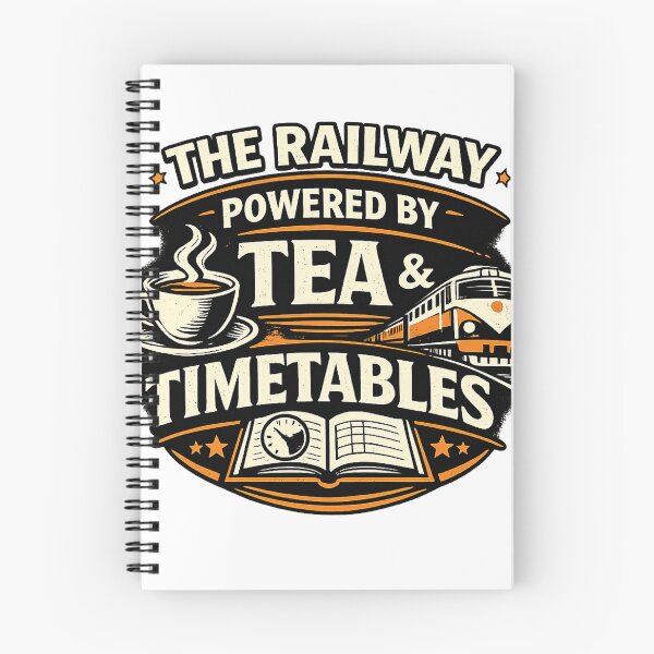 Item preview, The Railway Powered by Tea & Timetables – Funny Train Lover UK Railway Design designed and sold by GarnerSupplyCo.