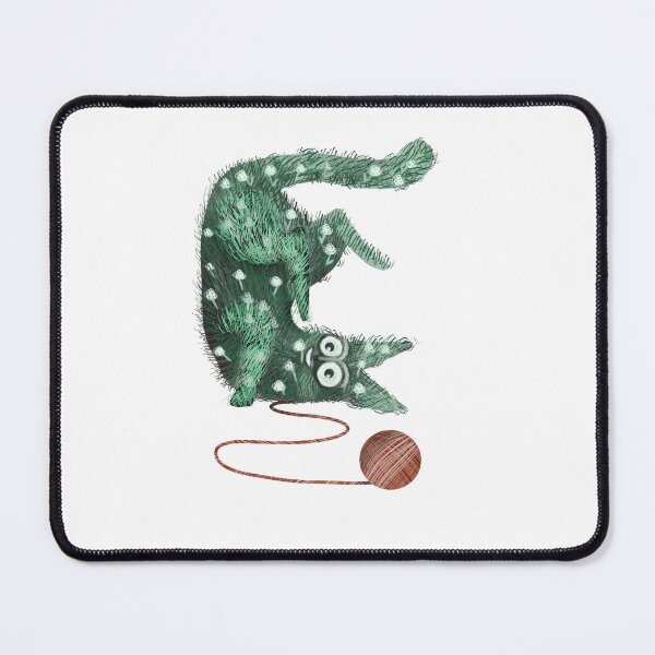 Item preview, Strange green cat playing with a ball of yarn designed and sold by Dormitria.
