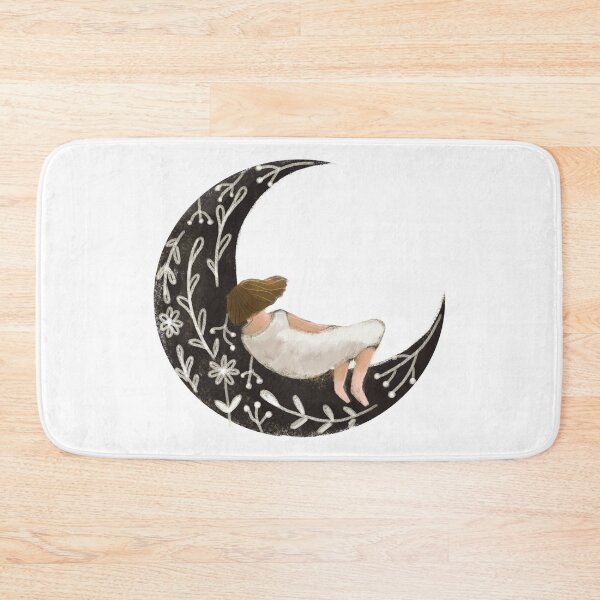 Item preview, Moon girl, moon with ornaments, folklore drawing, moon child, Indigo designed and sold by Dormitria.