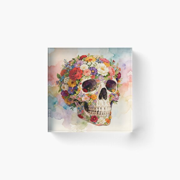 Item preview, Human Skull with Colorful Abstract Floral Art designed and sold by Marcu Ioachim.