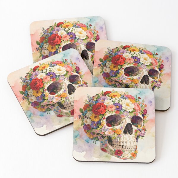Item preview, Human Skull with Colorful Abstract Floral Art designed and sold by Marcu Ioachim.