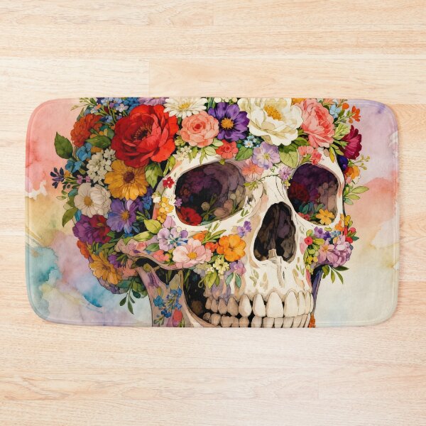 Item preview, Human Skull with Colorful Abstract Floral Art designed and sold by Marcu Ioachim.