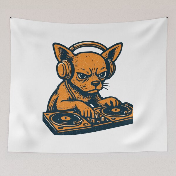 Item preview, Chihuahua DJ Retro Turntables Headphones Gift designed and sold by Pineapple-Tree.