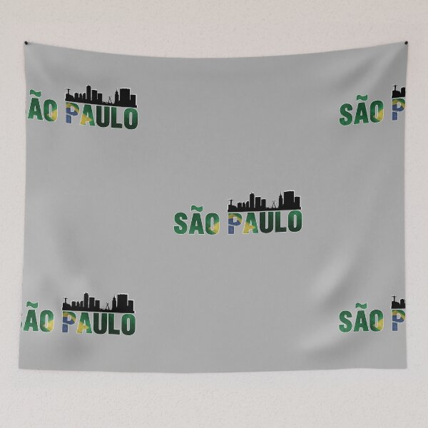 Item preview, Sao Paulo Skyline + Brazil Flag designed and sold by crickmonster.