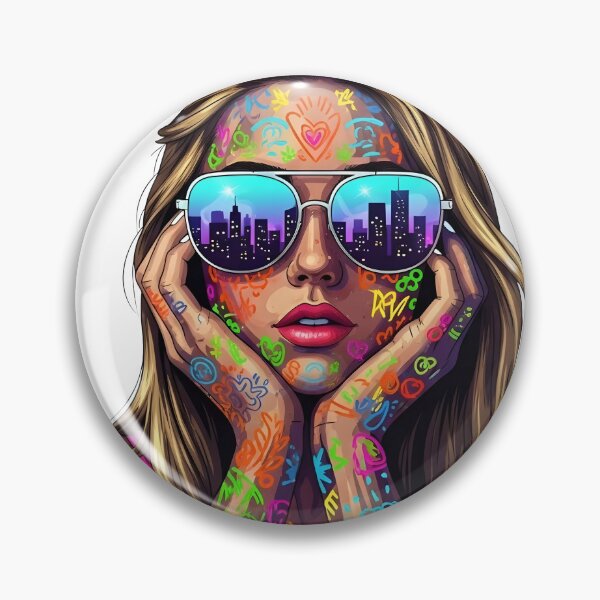 Item preview, Urban Dreamer – Graffiti Woman Portrait with Neon Reflections designed and sold by R-B-Colors.