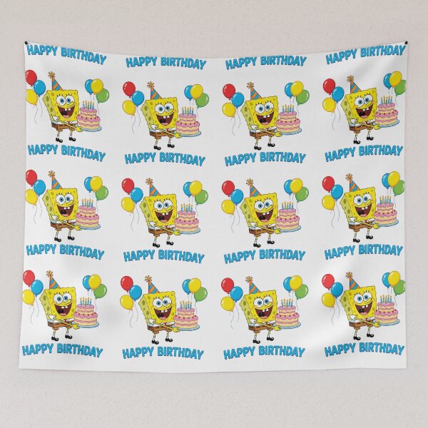 Item preview, Happy birthday , adorable cute sponge bob  with birthday cake  designed and sold by nicnacc.