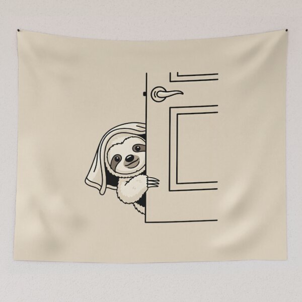 Item preview, Cute Sloth Peeking From Door Illustration designed and sold by aaljone007.
