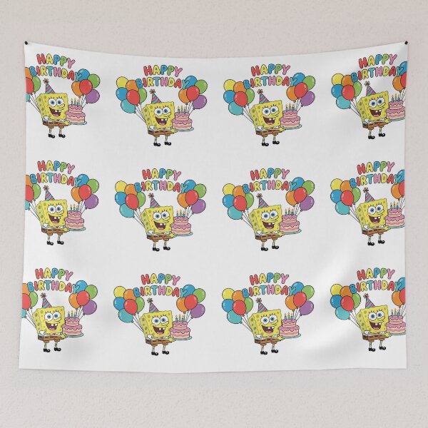 Item preview,  Happy birthday , adorable cute sponge bob  with birthday cake  designed and sold by nicnacc.